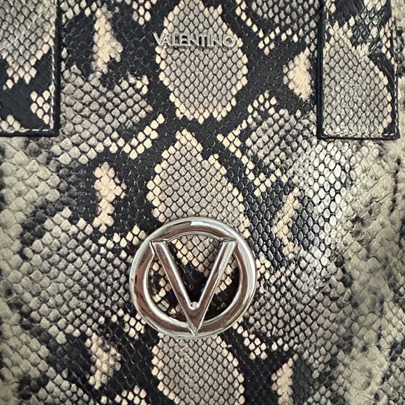 Valentino Black and Cream Python Pattern Tote - Picture 11 of 13